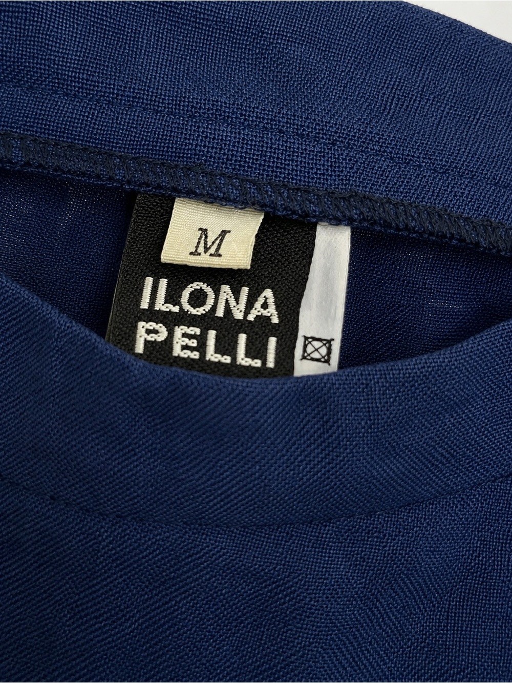 Ilona Pelli Linen Lagenlook Dress Medium Navy Blue High Low Avant Garde - Picture 5 of 5